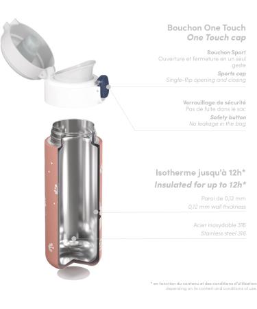 Monbento Kids Insulated Water Bottle - 12 Oz - Leakproof - Hot/Cold 12 Hours - BPA-Free - Pink Cinnamon Fox - Buy Online on SooperMarket.com