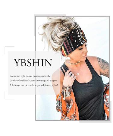 Boho Striped Wide Headbands 3Pcs Set - Elastic Knot Hair Wraps for Women and Girls - Buy Online on SooperMarket.com
