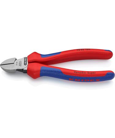Knipex Diagonal Cutter black atramentized with multi-component grips 160 mm (self-service card/blister) 70 02 160 SB Multi-component Grips Blue/Red 160 mm atramentized on self-service card