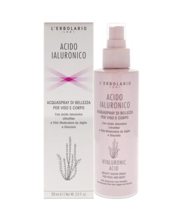 L Erbolario Hyaluronic Acid Beauty Water Spray for Face and Body - Face Mist and Body Moisturizer Spray - Skin Toner - With Coconut Pulp - 5 oz