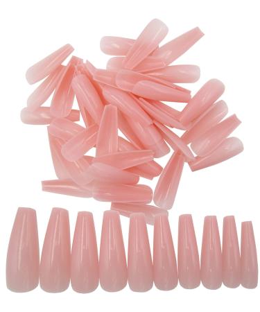 500pc Nude Pink Press on Coffin Nails Painted Acrylic Nail Art Tips Artificial Fingernails False Nails Full Cover Party Manicure Design Decor for Women Girls