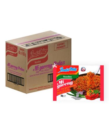 Indomie Mi Goreng Stir Fry Spicy Noodles 80g (Pack of 40) | Authentic Indonesian Instant Noodles |