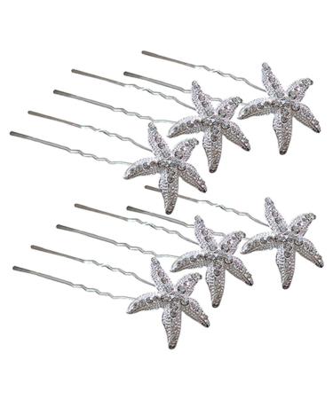 6pcs U Shape Starfish Hair Pin Wedding Party Accessory