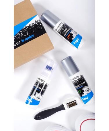 Kaps 4 Sneakers Shoe Care Cleaning Kit - Sneakers Gel Cleaner Water Repellent Protector Spray Odour Eliminator 100 ml Nubuck and Suede Brush Suitable for Trainer Suede Leather and Nubuck Shoes - Buy Online on SooperMarket.com