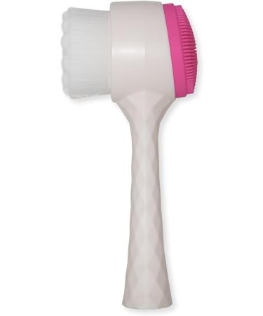 2 in 1 Manual Face Brush Cleanser - Exfoliating & Soft Bristle Face Cleansing Brush - Deep Pore Exfoliation, Makeup Removal, Acne Treatment - Hot Pink - Buy Online on SooperMarket.com