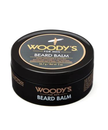 Woody's 2-in-1 Beard Balm Facial Hair Conditioner and Style Wax with Coconut Oil Panthenol and Natural Beeswax 2 Oz 1 Count