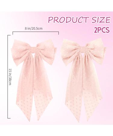 Ruzister 2 Pieces Large Hair Bows for Women Hair Bands Oversized Long Tail Cute Aesthetic Hair Accessories Large Hair Clips for Women Beige/Light Pink - Buy Online on SooperMarket.com