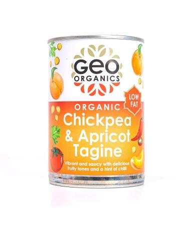 Geo Organics Chickpea and Apricot Tagine | Ready Meal in 3 Minites | 100% plant-based | Low Fat | Suitable For Everyone | 400 Grams (400 Grams - Pack of 6) 400g (Pack of 6)