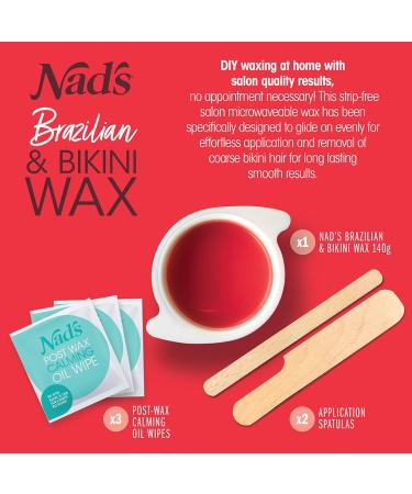 Nad's Brazilian & Bikini Wax Kit for Women - Coarse Hair Removal - At-Home Body Waxing with Hard Wax, Oil Wipes, and Spatula - Buy Online on SooperMarket.com