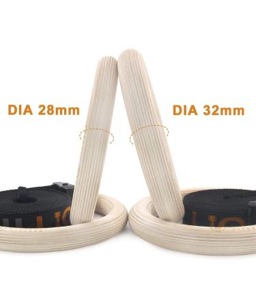 5BILLION Wooden Gymnastic Rings with Adjustable Straps - 2x15ft Wood Gym Rings for Home Gym Full Body Workout - Quick Install Cam Buckle - 1500lbs Supported - Black (32mm) - Buy Online on SooperMarket.com