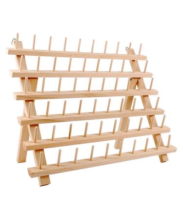 NW 60-Spools Wooden Thread Holder Sewing and Embroidery Thread Rack and Organizer Thread Rack for Sewing with Hanging Hooks