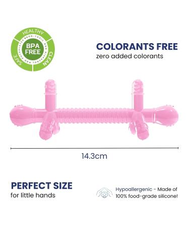 Kalovin Silicone Baby Teething Toy - Sensory Toy for Babies - Pink - Ideal Gift for Baby Girls and Boys - Buy Online on SooperMarket.com