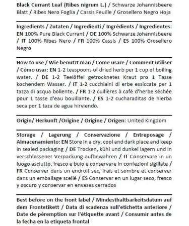 Health Embassy Black Currant Leaf Tea | Ribes Nigrum L | Feuille de Cassis Tisane 50g - Buy Online on SooperMarket.com