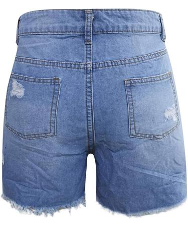 Napoo Women's High Waisted Ripped Denim Shorts - Blue, Medium - Buy Online on SooperMarket.com