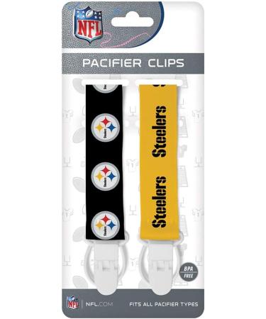 NFL Pittsburgh Steelers BabyFanatic Pacifier Clip 2-Pack | Officially Licensed Baby Apparel - Buy Online on SooperMarket.com