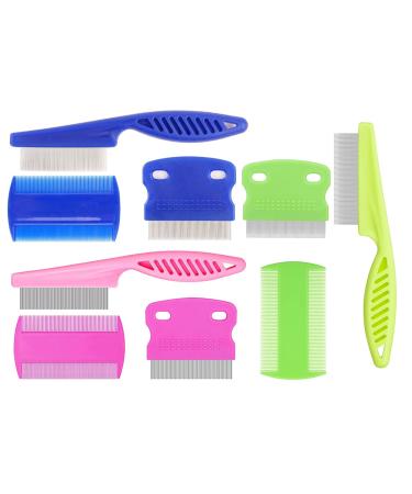 Cat Dog Flea Comb Tsathoggua 9 Pieces Flea Comb For Dogs Cats Flea Stain Remover Comb Flea & Tick Combs for Cats Dogs Flea Comb Set Remove Float Hair Tear Marks Lice
