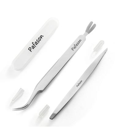 Pafason Stainless Steel Premium Dual Tipped Tick Removal Tweezer Set - Remover for Dogs Cats and Humans with Storage Case