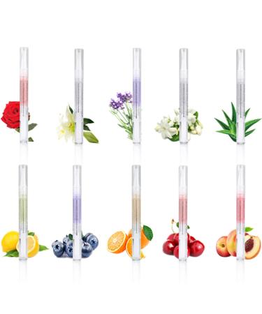 Veroa 10Pcs Cuticle Oil Pen for Cuticle Care Mixed Flavors Natural Ingredients Nail Oil Pen With Soft Brush Prevent Dry Cracking and Hangnails Cuticle Oil for Nails Vegan 2ml/10pcs