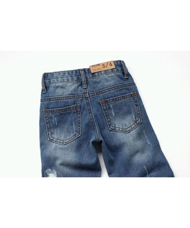 KIDSCOOL SPACE Baby Girl Boy Slim Jeans | Elastic Band Ripped Denim Pants 6-12 Months Blue-2047 - Buy Online on SooperMarket.com