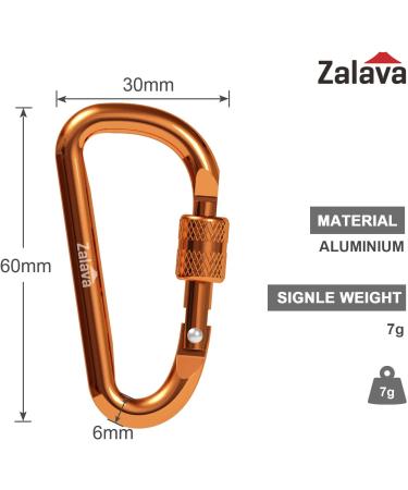 Zalava 6pcs 2D-Clip Locking Carabiner Keychain Clips in 6 Colors - Buy Online on SooperMarket.com