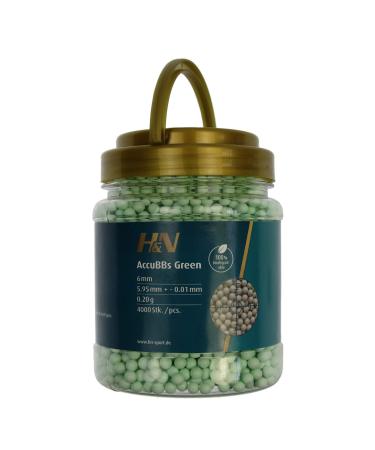H&N Sport 6 mm Bio Accubbs Green - 0.20g - 4000 pieces.Airsoft ammunition Softair balls for Airsoft pistol sniper air soft rifle biodegradable 6mm