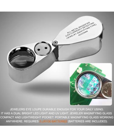 KINGMAS 40x Jeweller Loupe Folding Magnifying Jewelry Eye Magnifier With LED Light Illuminated (LED Currency Detecting/Jewlers Identifying Type Lupe) - Buy Online on SooperMarket.com