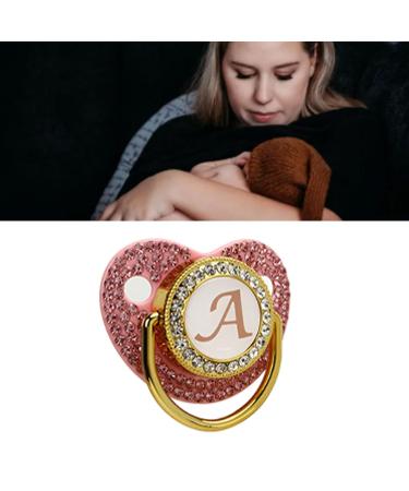 Gold Baby Pacifier Set with Rhinestones - Lightweight Pacifier for 6-18 Months (Letter A) - Perfect for Home Use - Buy Online on SooperMarket.com