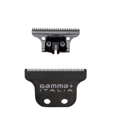 GAMMA+ Professional Grade Barber Replacement Hair Trimmer Blades Fixed Classic Black Diamond with Stainless Steel Deep Tooth Moving Trimmer Blade Set