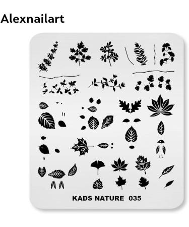 Alexnailart Nail Art Stamping Plates Image Template Nature Plant Leaf Pattern Design Stamper Nail Art DIY Print Manicure Nail Art Stencil Tools NA035 - Buy Online on SooperMarket.com