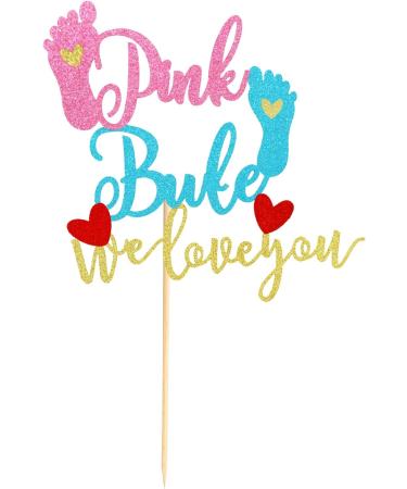 Arthsdite 1Pc Pink or Blue We Love You Cake Topper with Footprint Gender Reveal Cake Decorations for Baby Shower Gender Reveal Theme Kids Boys Girls Birthday Party Decoration Supplies Pink Or Bule Cake Topper - Buy Online on SooperMarket.com