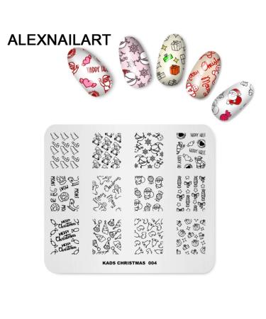 4PCS Nail Art Stamping Plates Set - Christmas Flower Grid Design Stencils with Polish Stamper | Multi-Pattern Nail Art Templates for DIY Manicure - Buy Online on SooperMarket.com