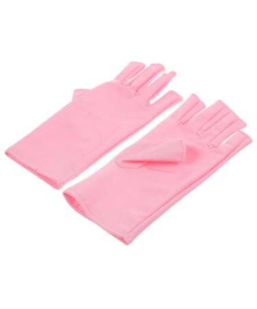 Mikinona UV NAIL GLOVES 1 Pair Nail Gloves Protective Gloves Nail Art Uv Gloves Nails Gel Nail Uv Gloves Gel for Nails Nail Fingerless Mittens Spandex Nail Polish Sun Protection Pink