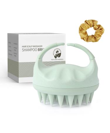Sndyi Scalp Massager Shampoo Brush, Scalp Scrubber with Soft Silicone Bristles, Scalp Exfoliator for Dandruff Removal, Scalp Massager for Hair Growth, Wet Dry Hair Brush for Scalp Care, Green