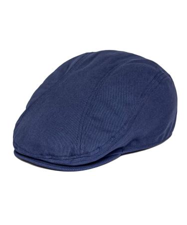 BOTVELA Men Cotton Twill Newsboy Flat Ivy Driving Hat Fitted Cap Navy 7 3/8