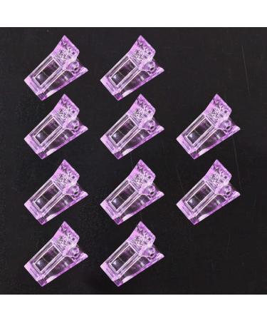 VNC 10 PCS Nail Tips Clip Purple Color for Quick Building Polygel Nail Forms  Nail Tip Clips for Polygel Nail Extension Forms  UV LED Builder Clamps  DIY Manicure Nail Art Tool