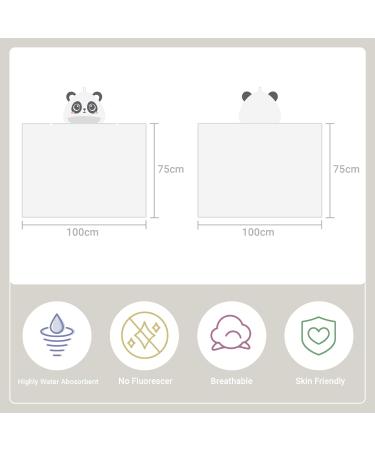 Bamboo Hooded Baby Bath Towel Toddler Wearable Blanket | Large Size Animal Bathrobe (Panda) - 75x100cm - Buy Online on SooperMarket.com
