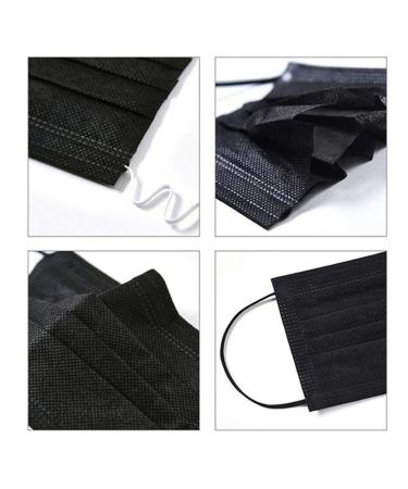 50pcs Black Disposable Face Masks - Breathable Mouth Cover for Adults (Men & Women) - Elastic Ear Loop - Buy Online on SooperMarket.com