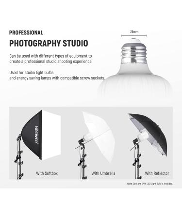 Neewer E26 24W LED Light Bulbs 2 Pack - 2160 Lumens, 5700K, CRI 93+, UL Certified - Bright Video Photography Lighting for 15000h Lifespan - Buy Online on SooperMarket.com