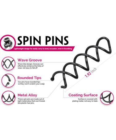 30pcs Black Spiral Bobby Hair Pins with Non-Scratch Round Tips - Buy Online on SooperMarket.com