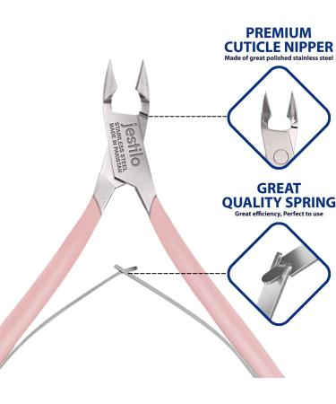 Stainless Steel Professional Cuticle Nippers - Best Pink Cutters and Remover for Manicure and Pedicure - Buy Online on SooperMarket.com