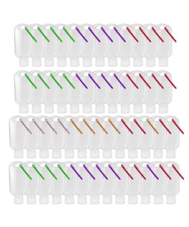 50Pack Travel Plastic Clear Keychain Bottles 50ml/2oz Portable Leakproof Squeeze Small Bottles With Flip Cap Refillable Empty Containers for Lotion Soap Toiletry 50 Pack($0.89/count)