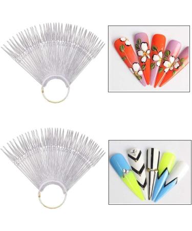 80pcs Clear Fake Nail Art Tips with Ring Holder - Nail Swatches Practice Tool - Buy Online on SooperMarket.com