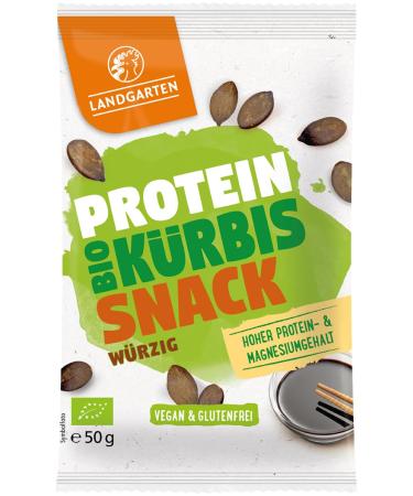Landgarten Organic Protein Pumpkin Snack Spicy | Protein-rich snack for on the go | 50 g (1 pack) Soya Spicy