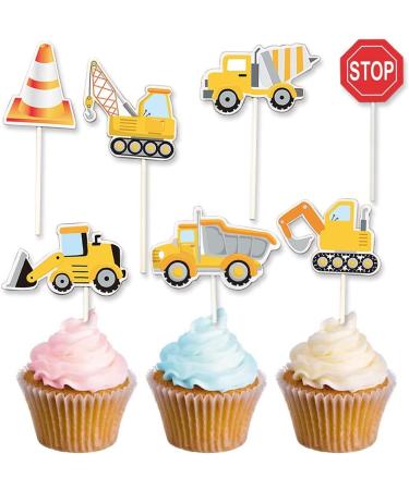 35-Pack Construction Cupcake Toppers Picks for Kids Birthday Party Decorations - Dump Truck, Excavator, Tractor Theme - Buy Online on SooperMarket.com