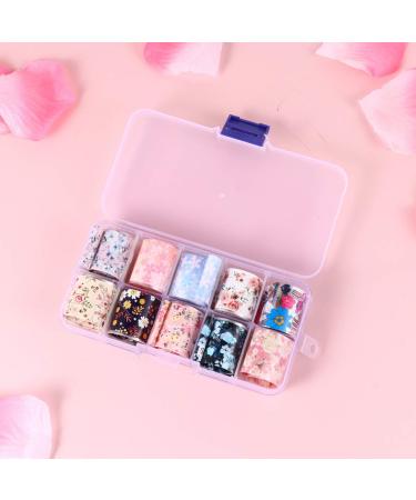 Flower Nail Foil 10 Sheet Vintage Floral Nail Transfers Decal Colorful Manicure Sticker for Wedding Party Holiday (Style F) - Buy Online on SooperMarket.com