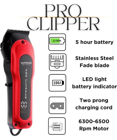 Hair Clipper by Supreme Trimmer - STC5030 Professional Clipper Set (300 Min Run Time) Cordless Beard Trimmer Red Pro Clipper Fade Blade Fade Clipper Gold red silver black - Buy Online on SooperMarket.com