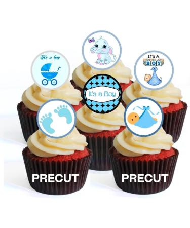 48 PRECUT Its A Boy Mix Edible Mini Cupcake Toppers Baby Shower Birth Edible Mini Cupcake Toppers - Premium Thickness SWEETENED Vanilla - Wafer Card disc Cake Decorations 48 UNCUT - Buy Online on SooperMarket.com
