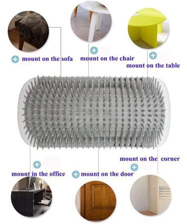 Cat Self Groomer Brushes with Catnip Wall Corner Groomers Soft Grooming Brush Scratcher and Brush for Short Long Fur Cats Softer Massage Toy for Kitten Puppy (2 Pack Grey) - Buy Online on SooperMarket.com