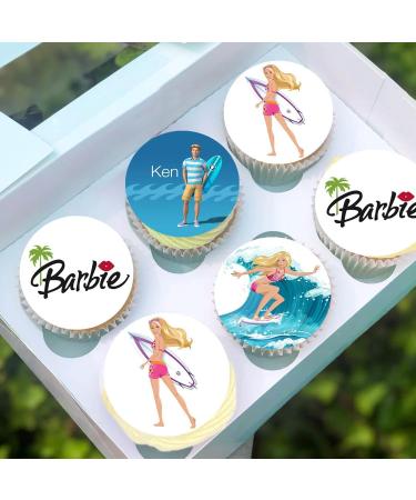 24 x Pre-Cut Barbie 9 Edible Stand up Wafer/Rice Paper Cupcake Cake Toppers Birthday Party Ken Malibu Surf Decorations - Buy Online on SooperMarket.com