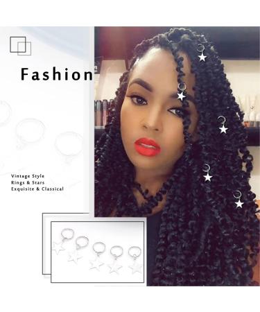 Silver Star Braid Hair Clips - 5PCS Dreadlock Charms for Women and Girls - Buy Online on SooperMarket.com